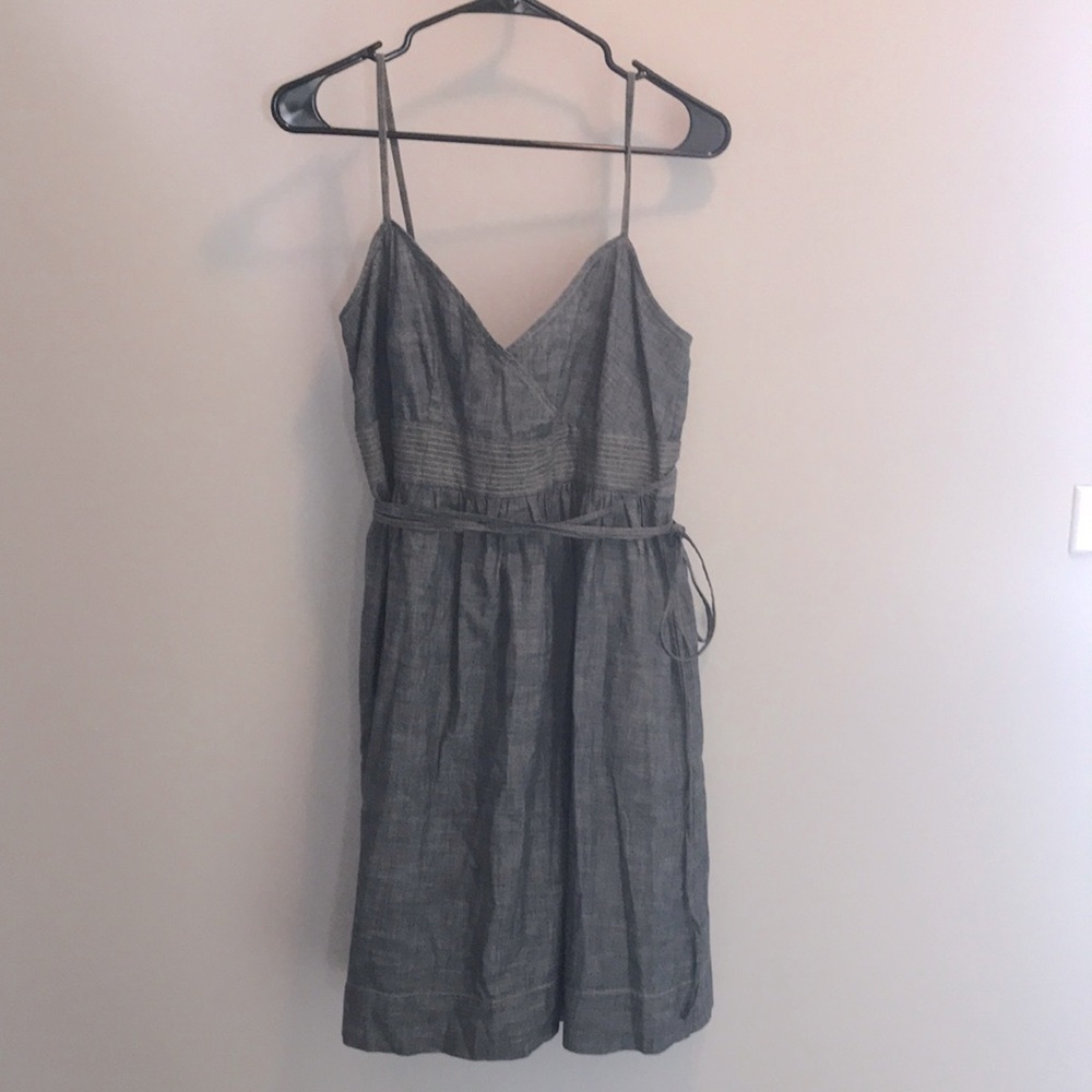 LOFT denim spaghetti strap dress w/ pockets